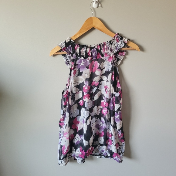 Joie black floral blouse - Picture 5 of 7